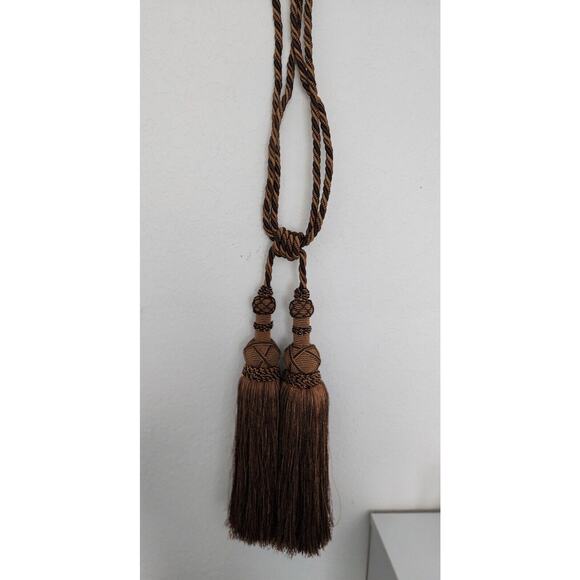 DRAPERY TASSEL-One Tassel Hanger-Two Tassels-Gold& Brown - Picture 8 of 16